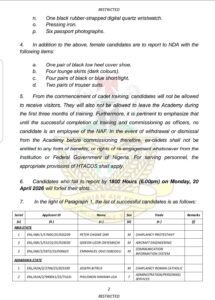 FULL LIST: Successful Candidates Of Air Force Recruitment 2026