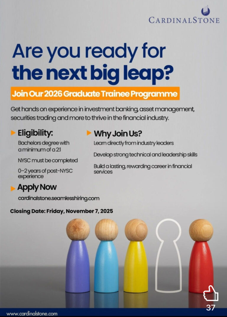 CardinalStone 2026 Graduate Management Trainee Programme