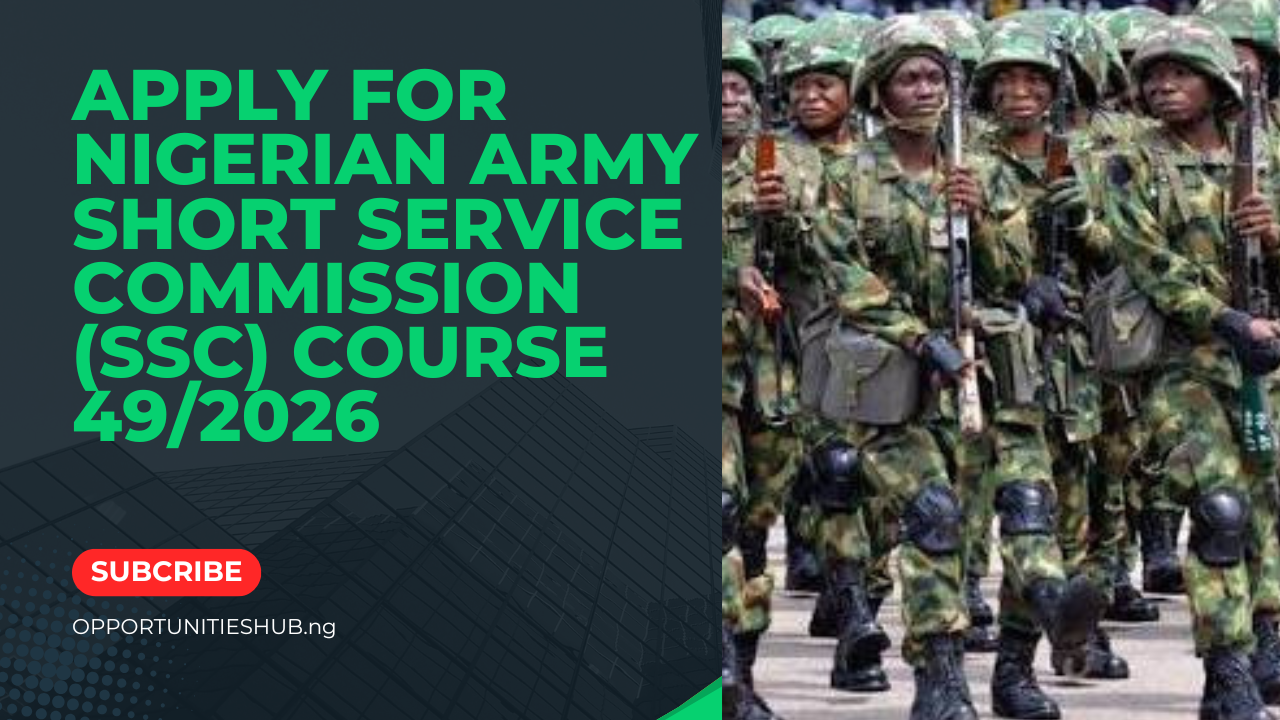 Apply for Nigerian Army Short Service Commission (SSC) Course 49/2026