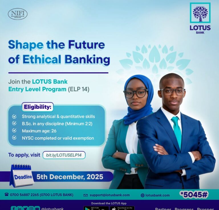 LOTUS Bank is hiring for Entry Level Program