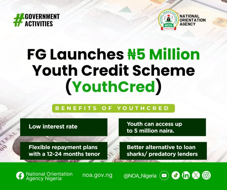 FG Launches ₦5 Million Youth Credit Scheme (YouthCred)