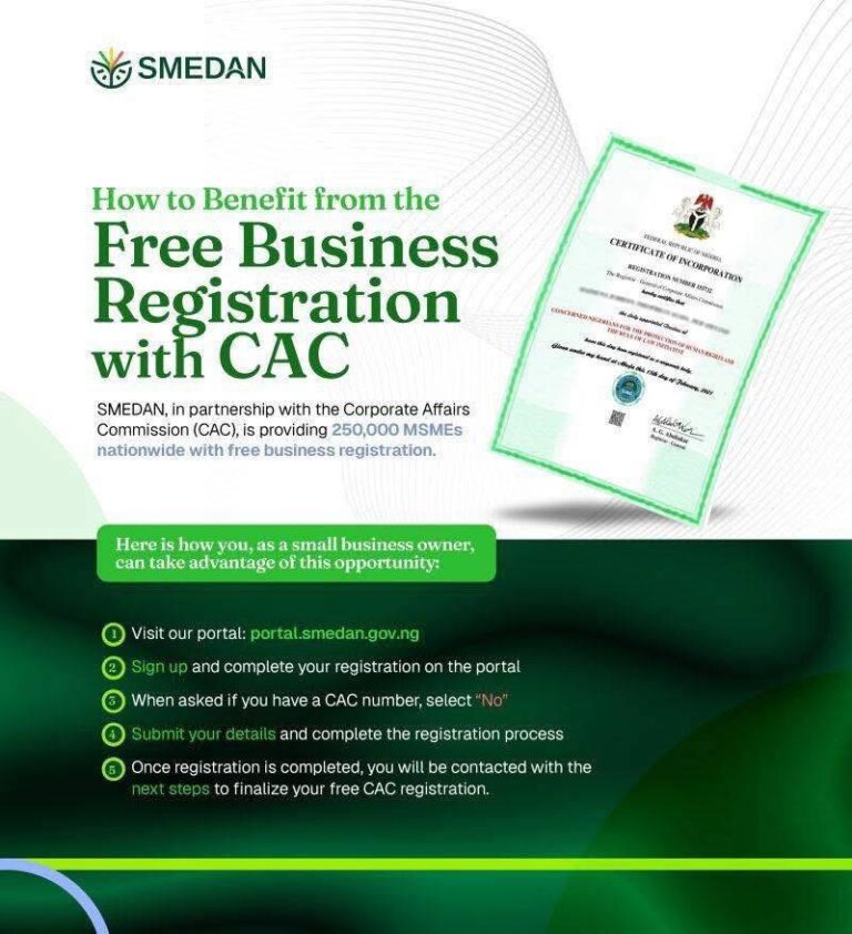 SMEDAN Begins Issuing CAC Certificate To Free CAC Business Name Applicants