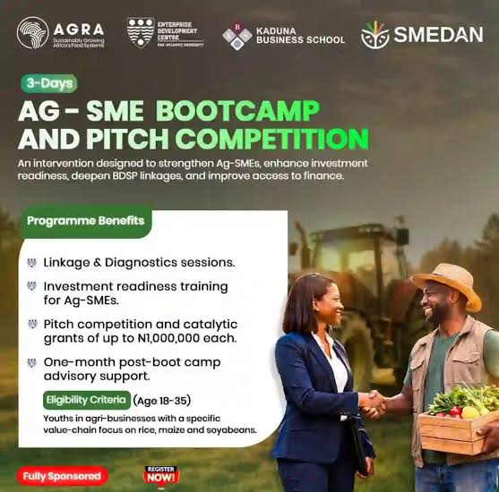 Call for Applications: AG-SME Bootcamp and Competition for Agripreneurs (₦1 Million Grant)