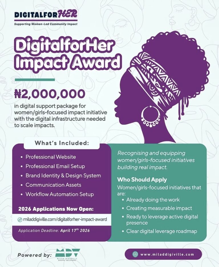 Apply for the ₦2 Million Milad DigiVille DigitalforHer Impact Award 2026