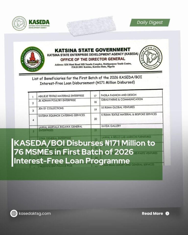 KASEDA/BOI Disburses ₦171 Million to 76 MSMEs in First Batch of 2026 Interest-Free Loan Programme.