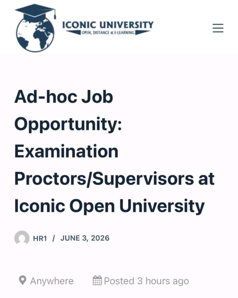 Ad-hoc Job Opportunity: Examination Proctors/Supervisors at Iconic Open University