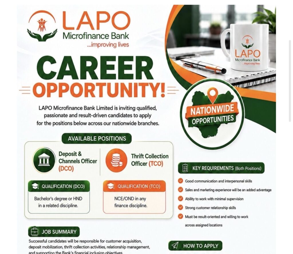 LAPO Microfinance Bank Recruitment 2026 – Nationwide Opportunities