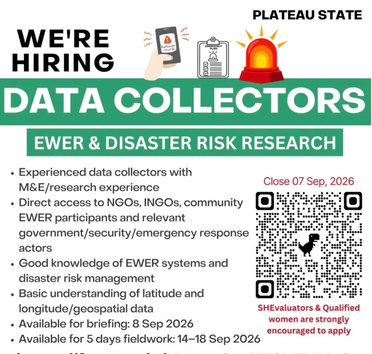 SHEVALUATORS Recruitment 2026: Data Collectors SHEVALUATORS Recruitment 2026: Data Collectors (Plateau State)