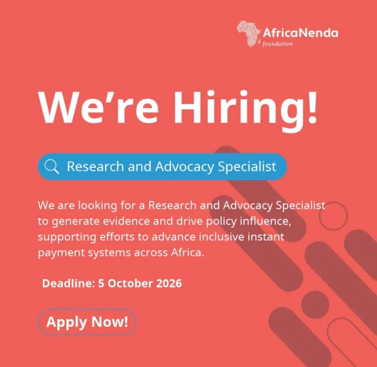 AfricaNenda Foundation: Research and Advocacy Specialist (Remote) AfricaNenda Foundation: Research and Advocacy Specialist (Remote)