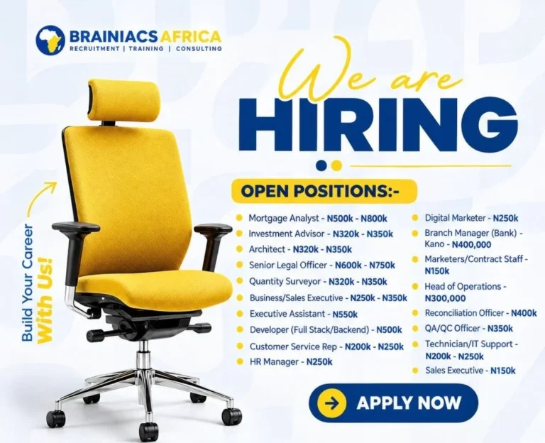 Brainiacs Africa: Onsite Multiple Roles Recruitment 2026