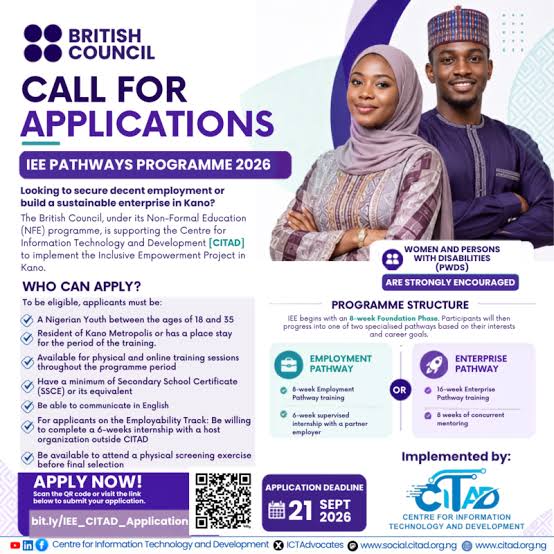Inclusive Economic Empowerment (IEE) Pathways Programme 2026 for Young Nigerians Inclusive Economic Empowerment (IEE) Pathways Programme 2026 for Young Nigerians
