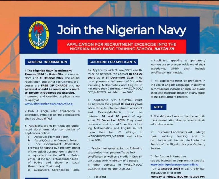 How to Apply for the Nigerian Navy Recruitment 2026
